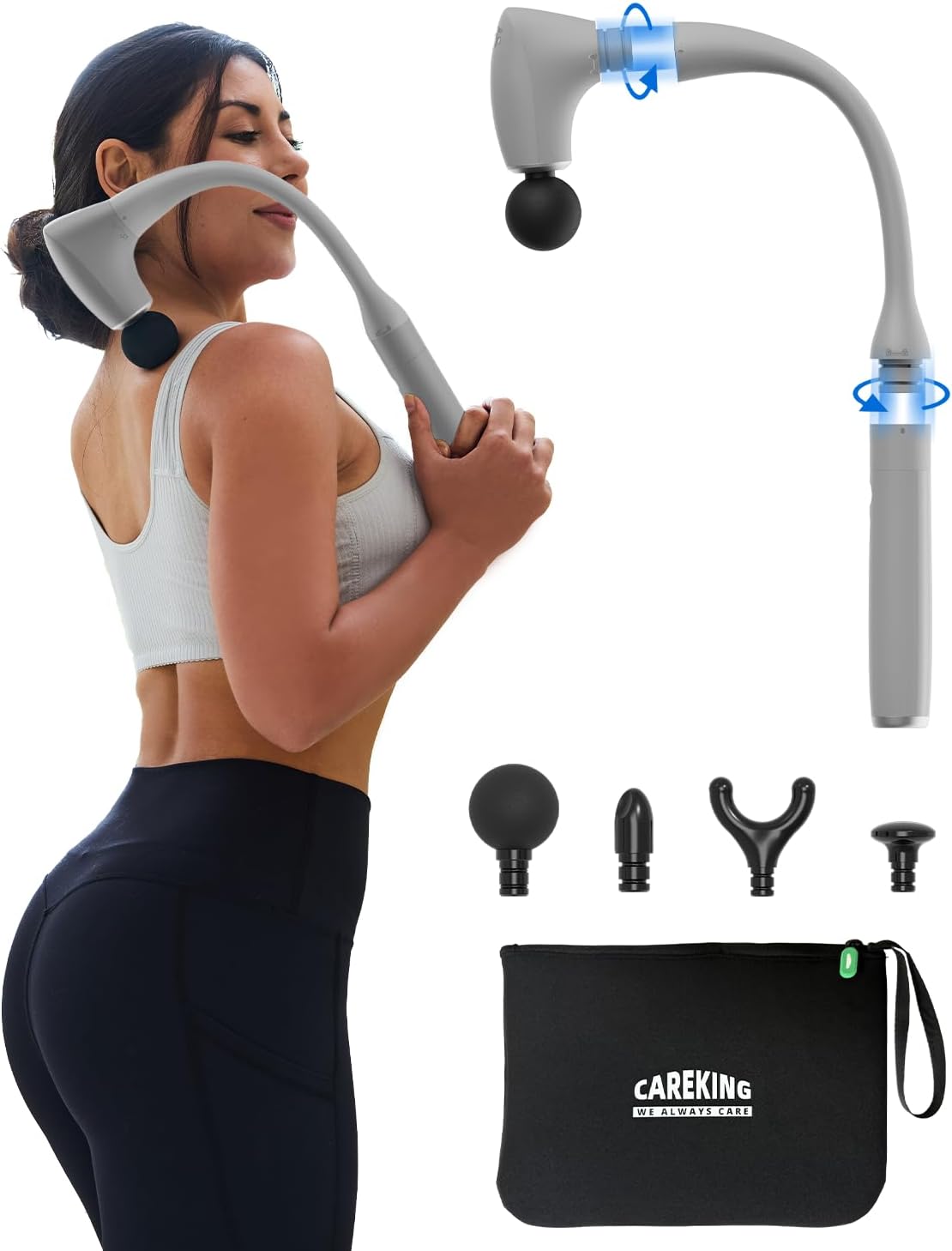 2-in-1 Detachable Percussion Massage Gun & Ext Handle