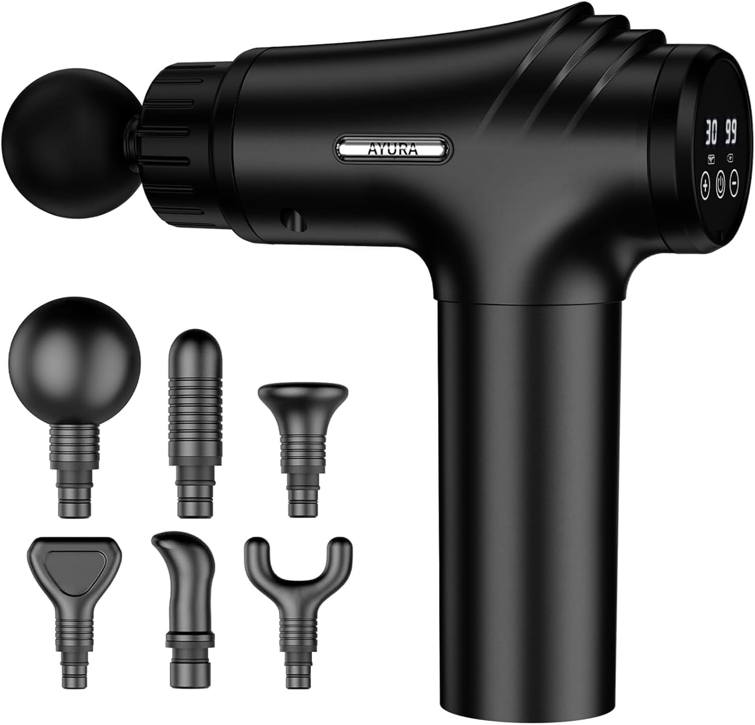 AYURA Deep Tissue Massage Gun - 30 Speeds, 6 Heads
