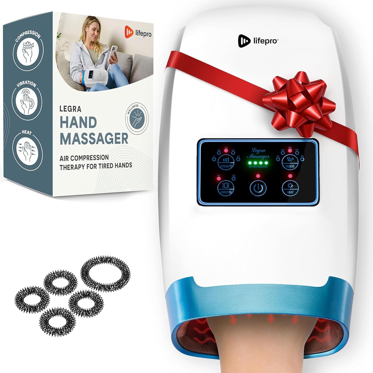 LifePro Hand Massager - Heat, Compression, 6 Modes