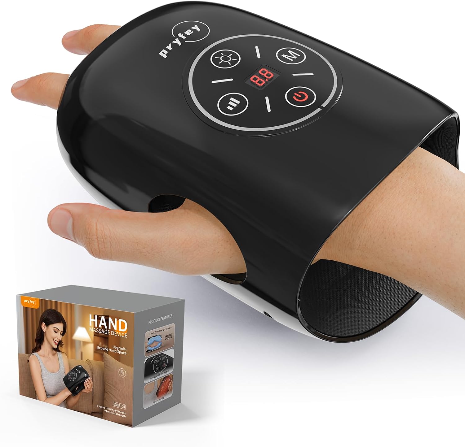 Hand Massager: 9 Modes, Heat Therapy, Cordless Relief