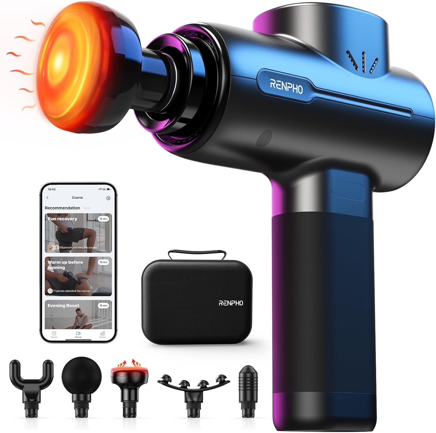 RENPHO Massage Gun: Deep Tissue, Smart App & Heat Options