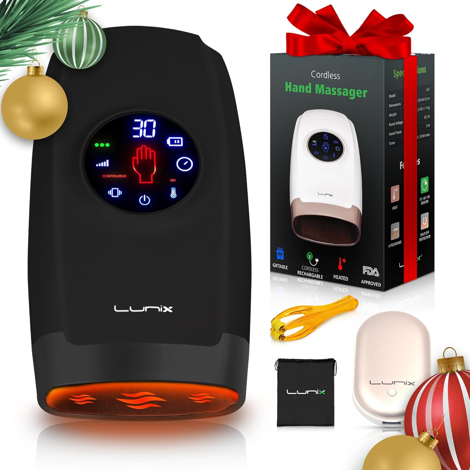 Lunix LX7 Hand Massager: Heat, Compression & Pain Relief